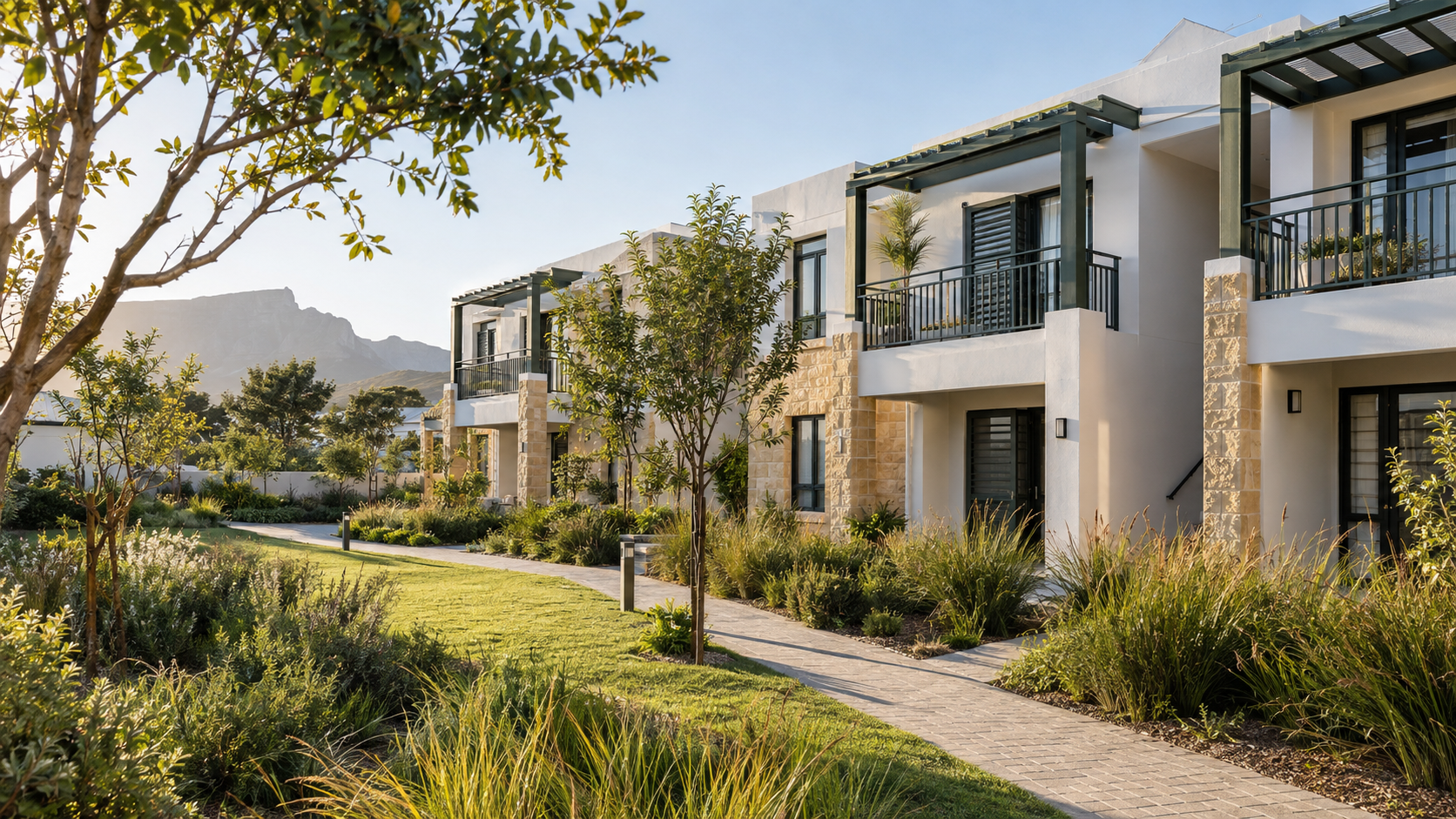 Illustration of contemporary garden apartments